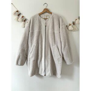 Lululemon Collarless Textured Fleece Full Zip White Opal Plush Cozy Outdoor 14